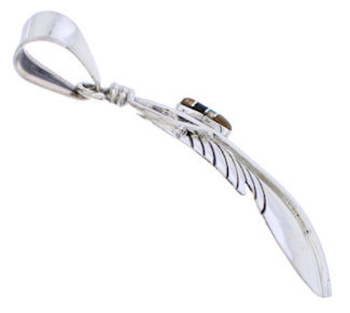 Feather Multicolor Southwestern Jewelry Silver Pendant MX21893